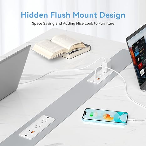 Recessed Power Strip with 20W USB C