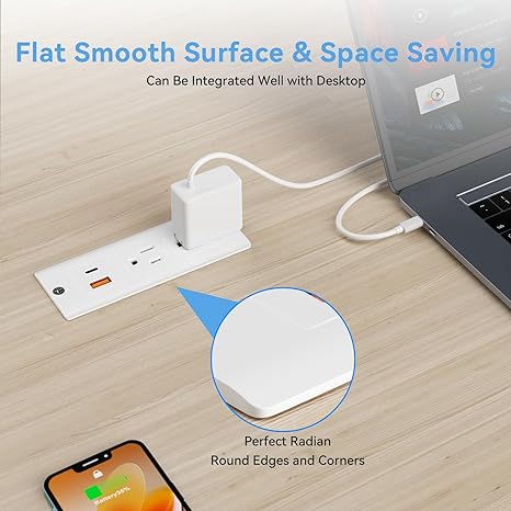 Recessed Power Strip with 20W USB C