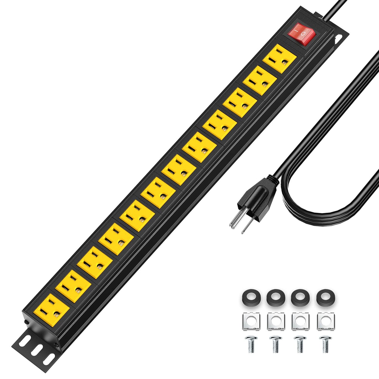 12 Outlets Rack PDU Power Strip Surge Protector with 6FT Cord