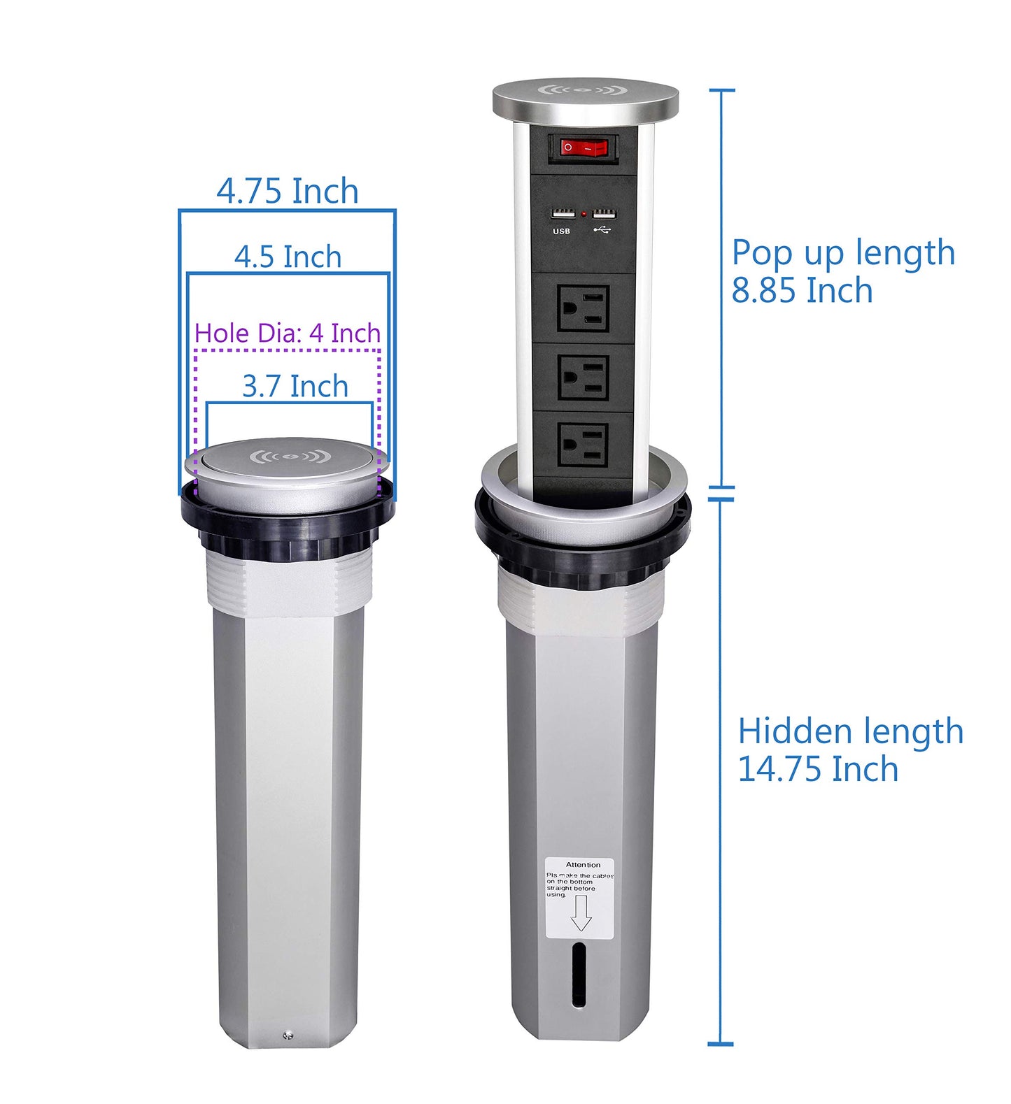 Retractable Hidden Automatic Raising Pop up Outlet