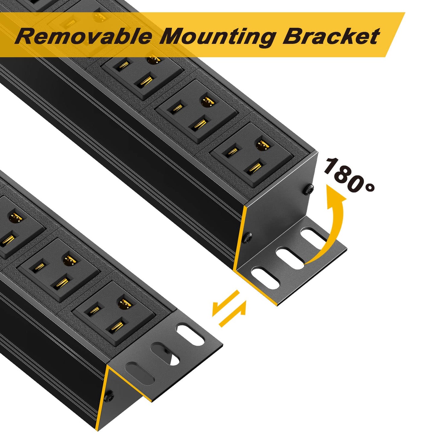 12 Outlets Rack PDU Power Strip Surge Protector with 6FT Cord