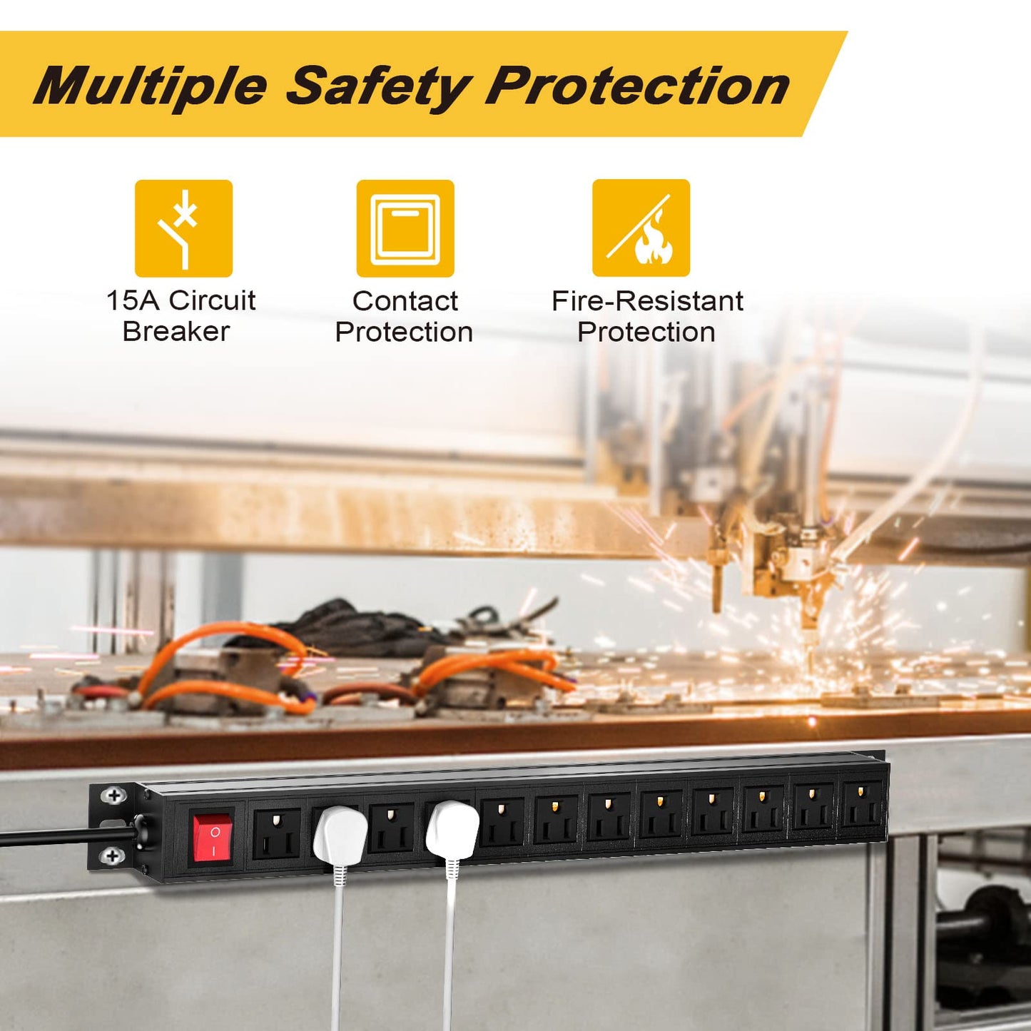 12 Outlets Rack PDU Power Strip Surge Protector with 6FT Cord