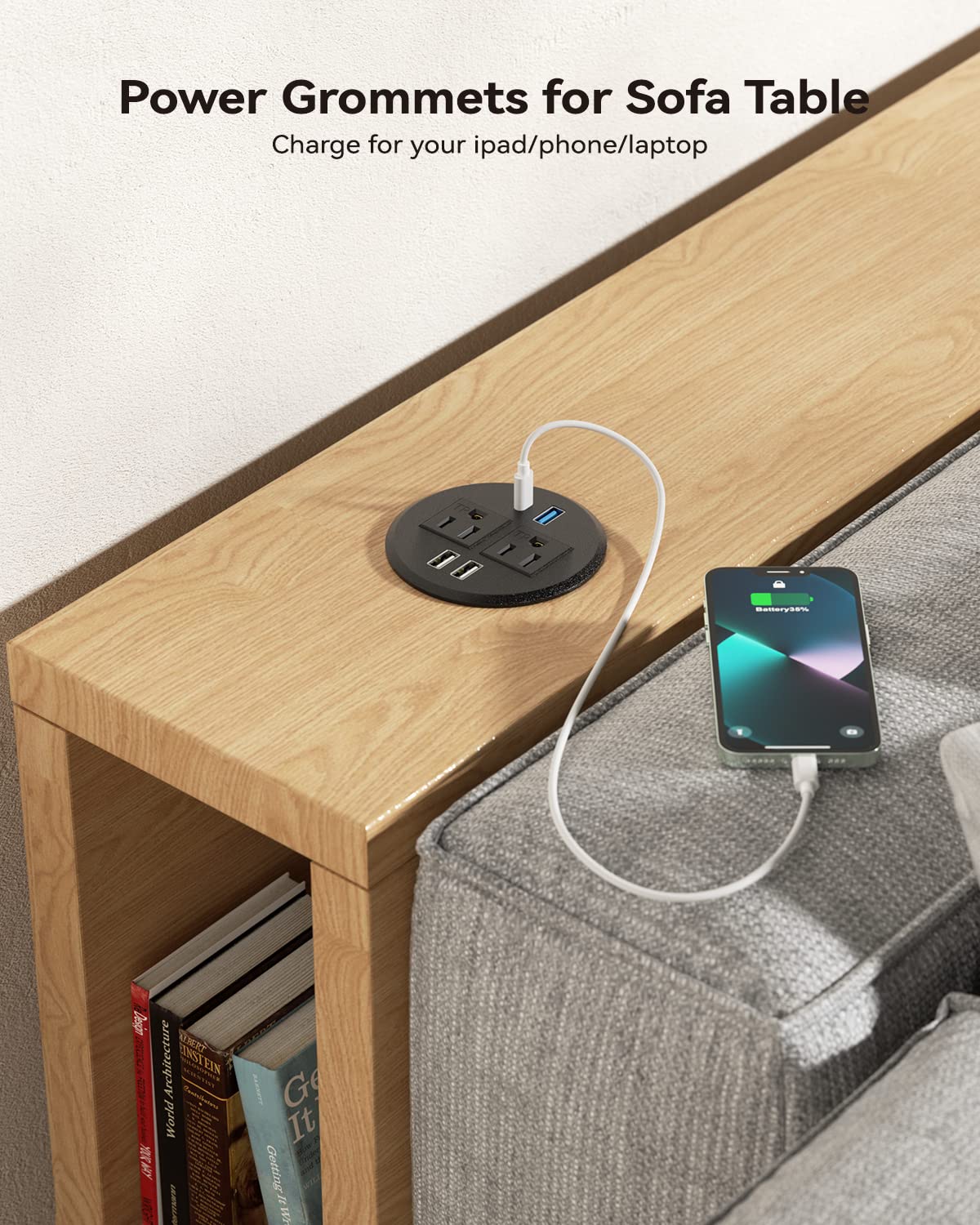 Desktop Power Grommet with PD 20 W USB C