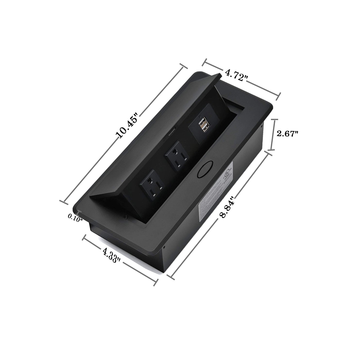 Pop Up Power Cover Box Desktop Socket with Dual USB Charging Ports
