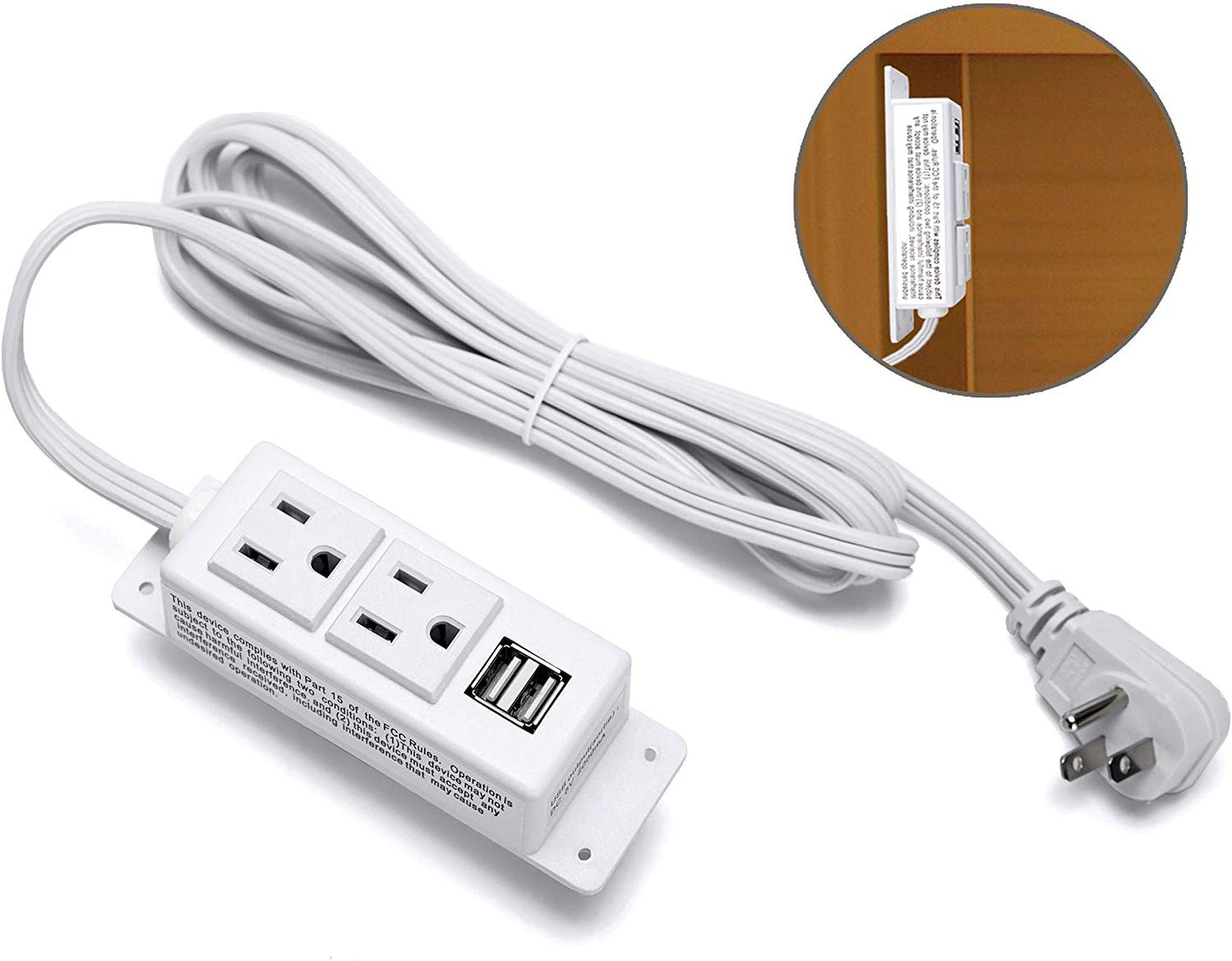 Surge Protector Power Strip Flat Plug Desk Power Grommet