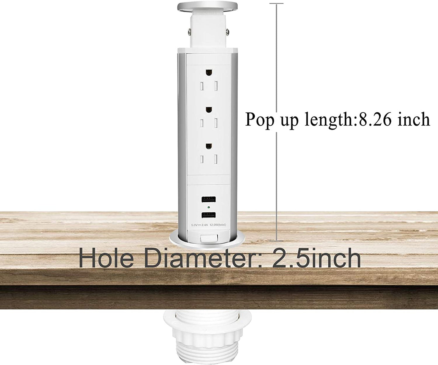 Pop Up Outlet for Countertop Receptacle Power Strip