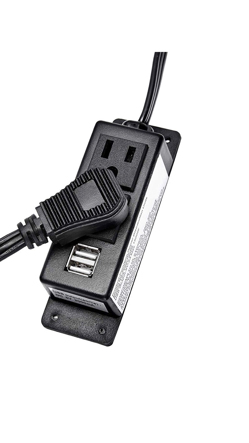Surge Protector Power Strip Flat Plug Desk Power Grommet
