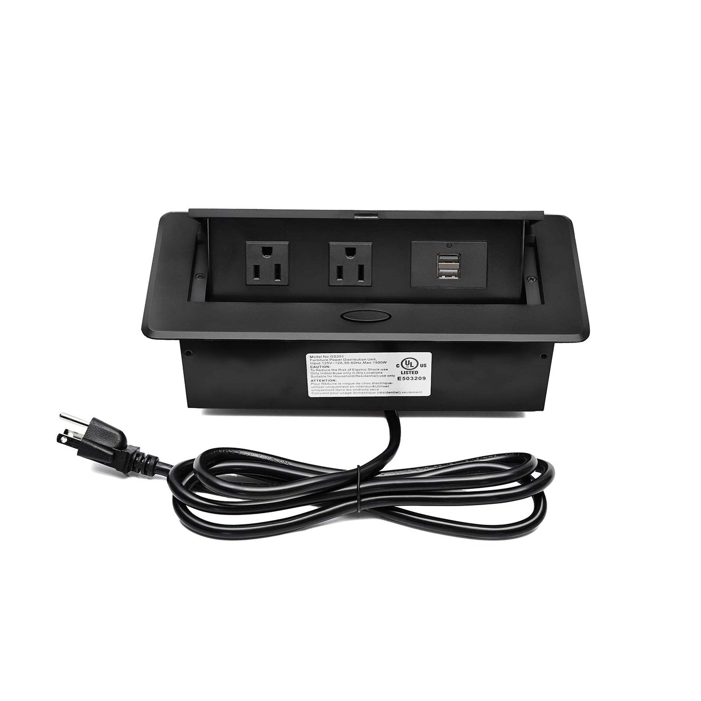 Pop Up Power Cover Box Desktop Socket with Dual USB Charging Ports