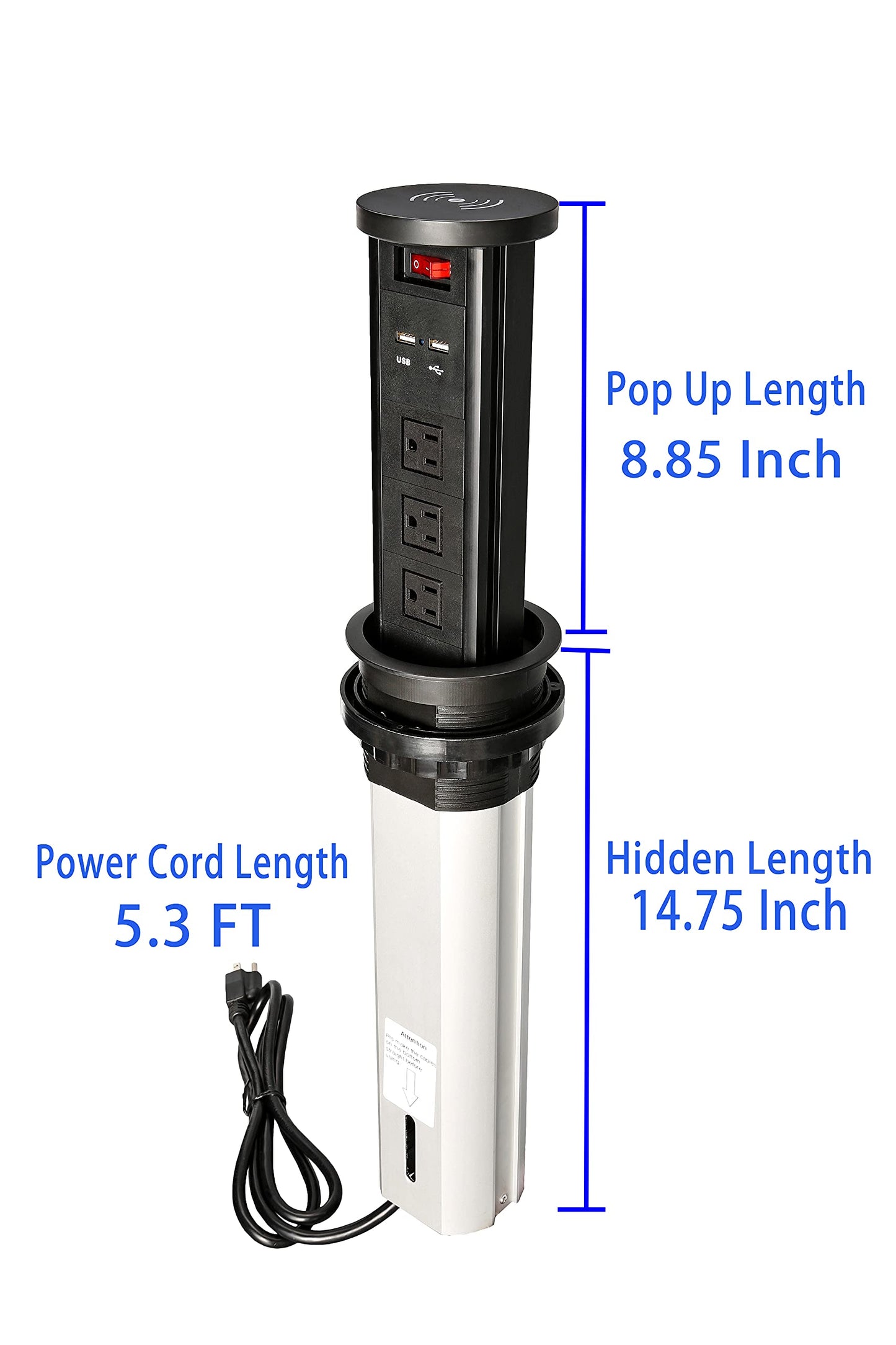 Automatic Raising Type Recessed Outlet with 2 USB