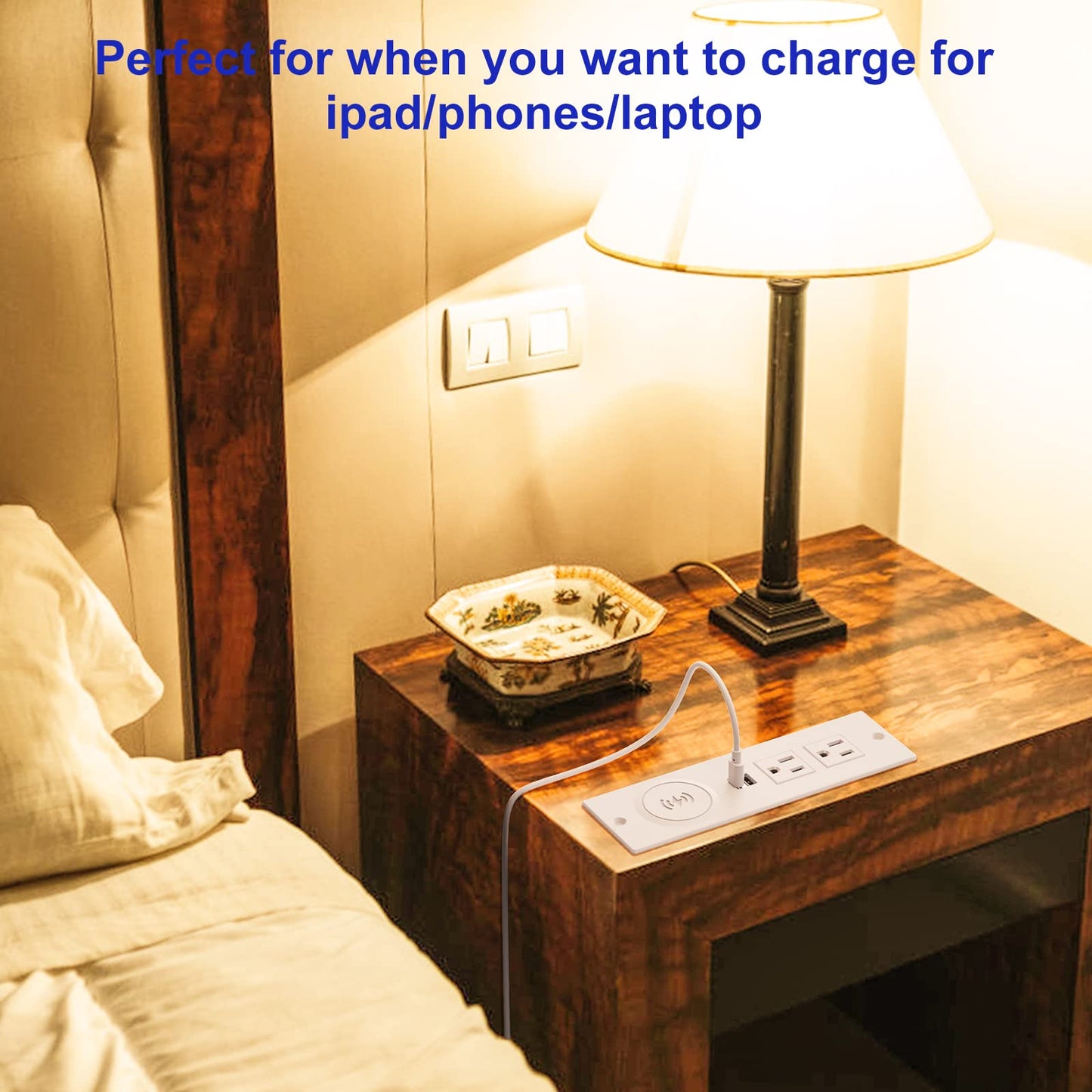 Desk Power Strip with 10W Wireless Charger