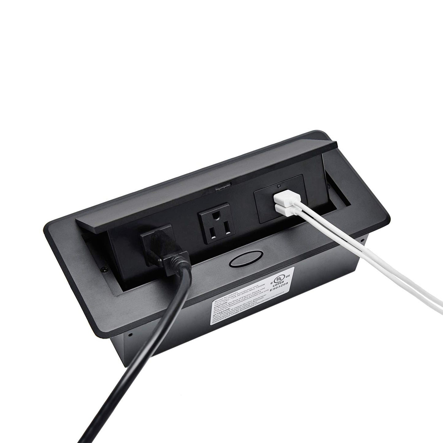 Pop Up Power Cover Box Desktop Socket with Dual USB Charging Ports