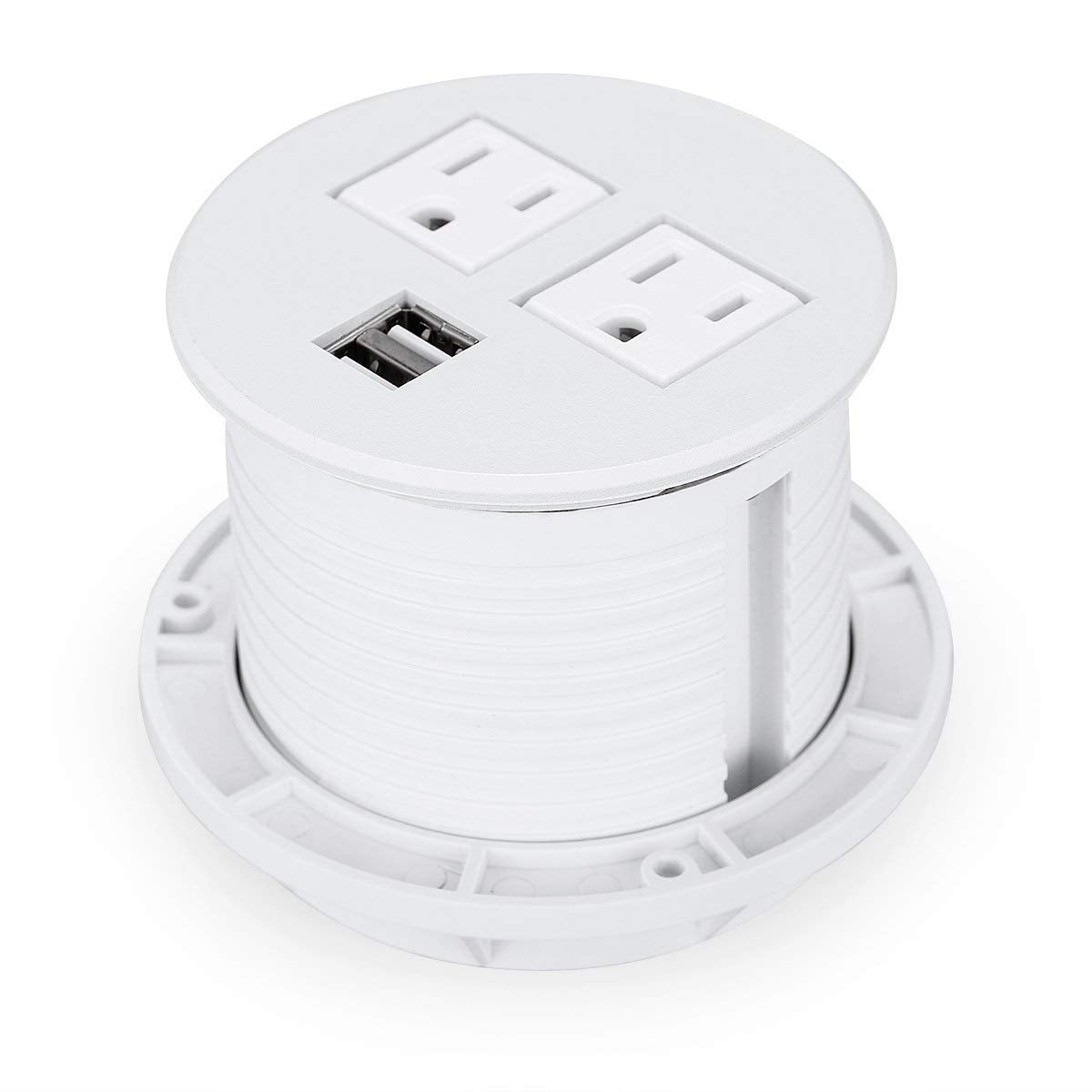Power Grommet Desktop Power Outlet 2 US Plugs 2 USB Ports