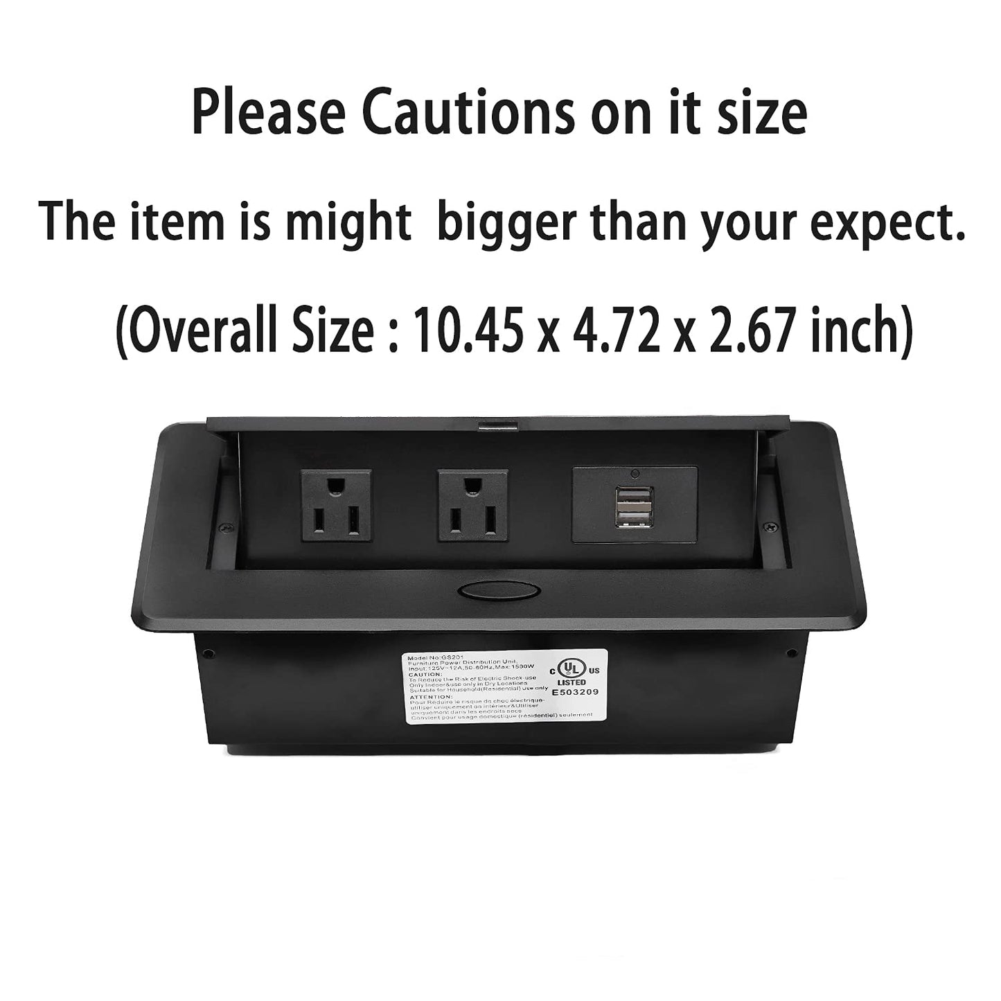Pop Up Power Cover Box Desktop Socket with Dual USB Charging Ports