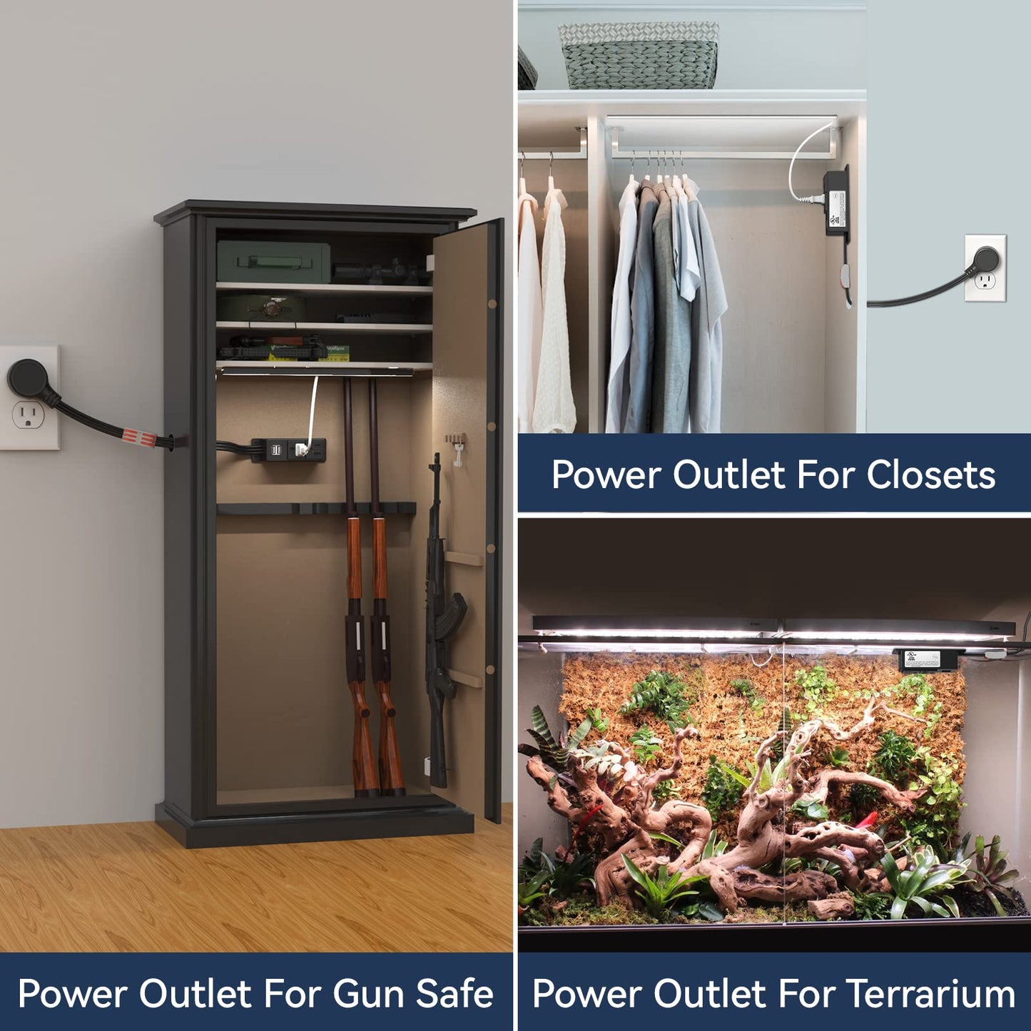 Hidden Outlet Gun Cabinet Accessories with USB