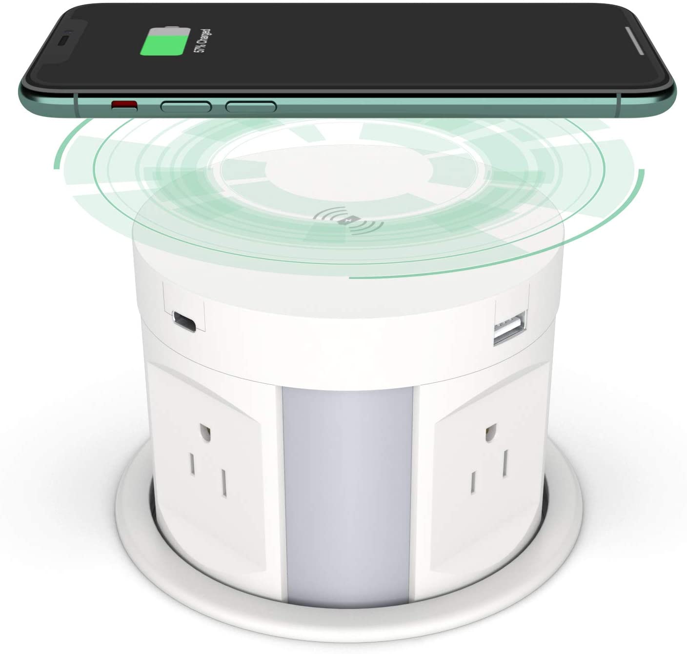 Automatic Pop Up Outlet Wireless Charger Power Strip with Type-C