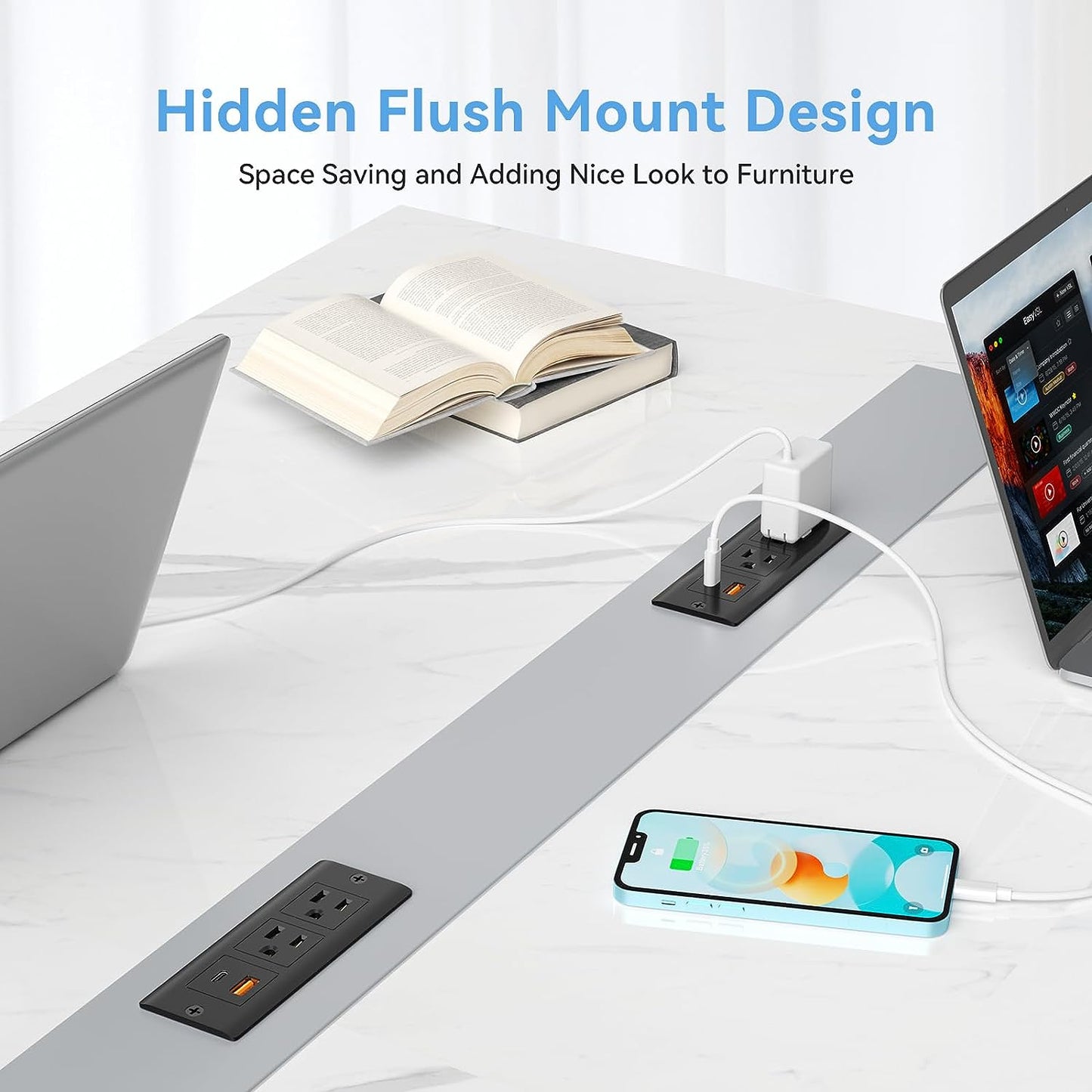 Recessed Power Strip with 20W USB C