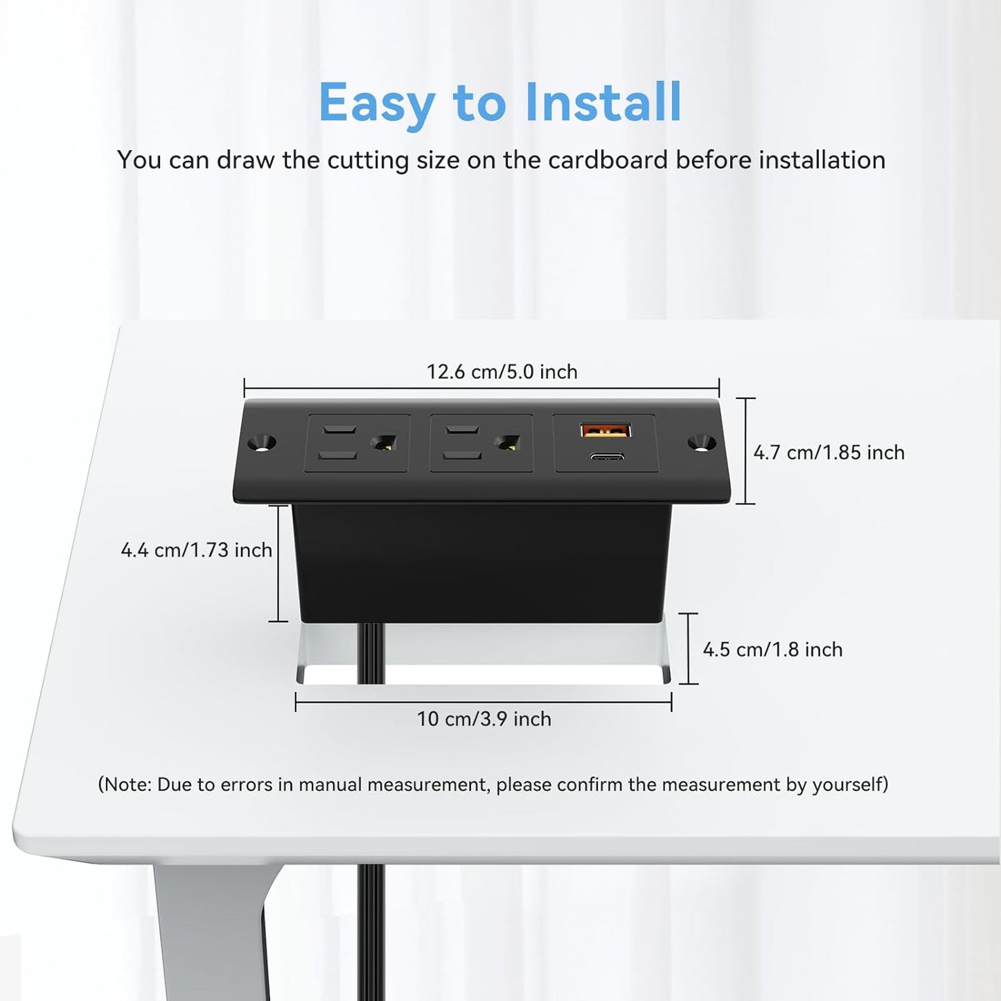 Recessed Power Strip with 20W USB C