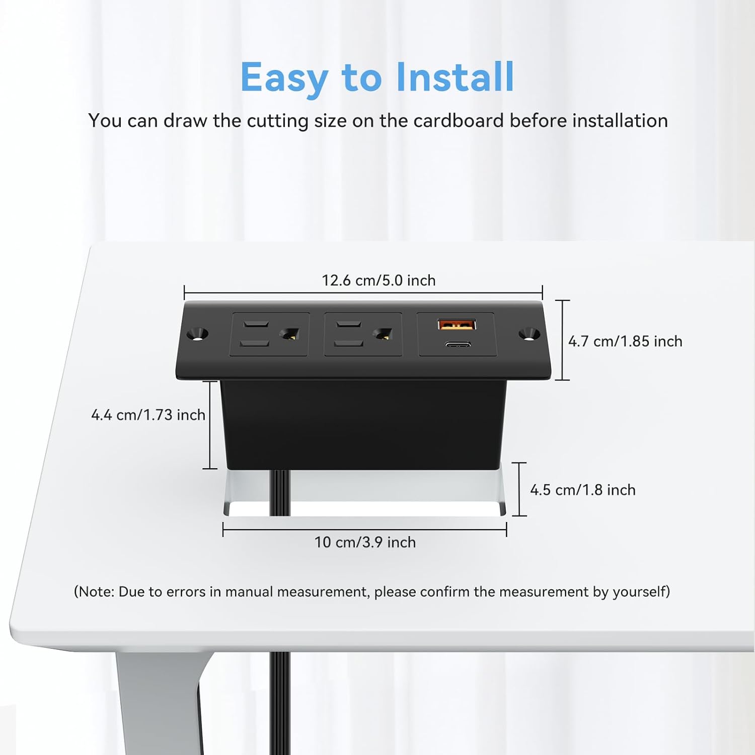 Recessed Power Strip with 20W USB C