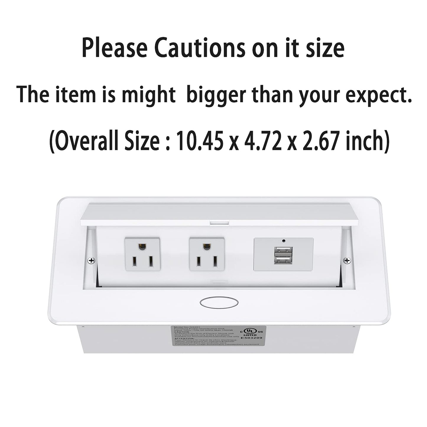 Pop Up Power Cover Box Desktop Socket with Dual USB Charging Ports