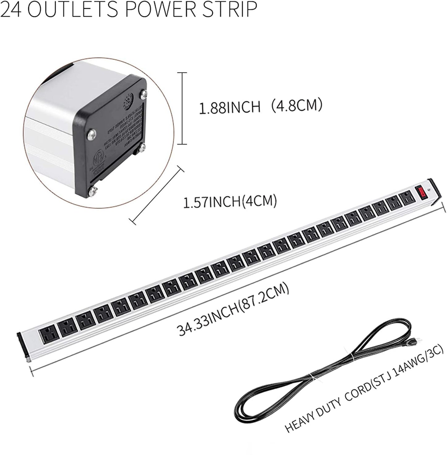 24 Outlet Heavy Duty Multi Plug Outlet Power Strip
