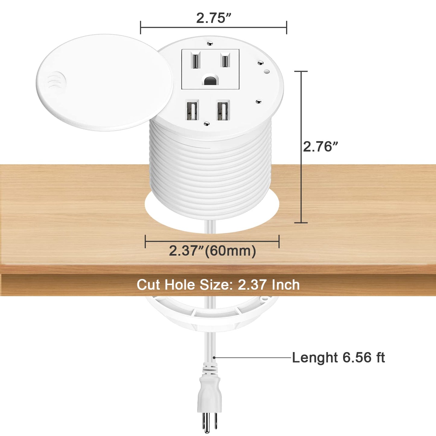 Desktop Power Grommet Desk Outlet with USB Ports