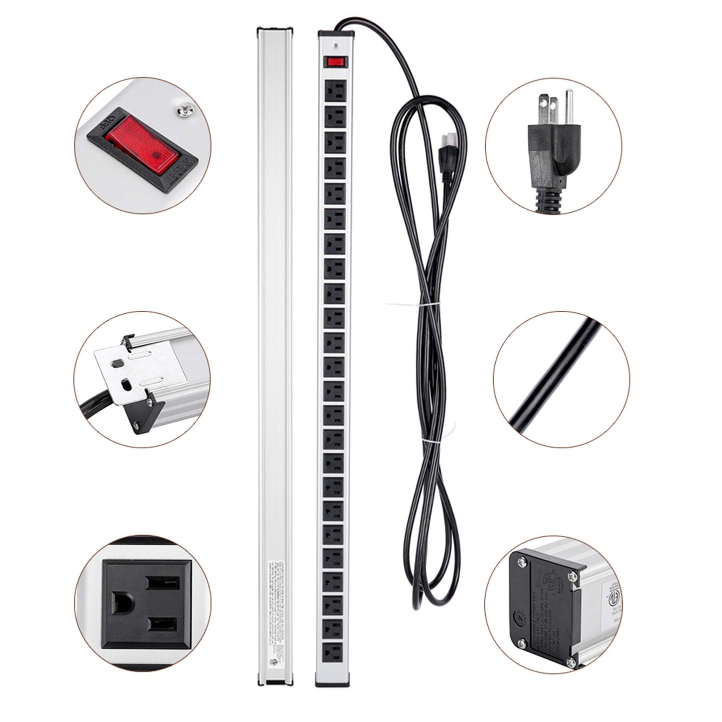 24 Outlet Heavy Duty Multi Plug Outlet Power Strip