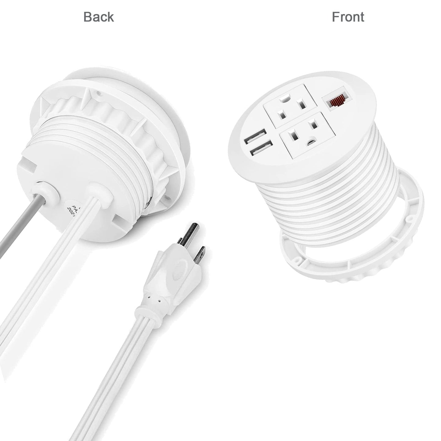 Recessed Desk Outlet with 2USB, 2 AC, 1 Network RJ45 Port