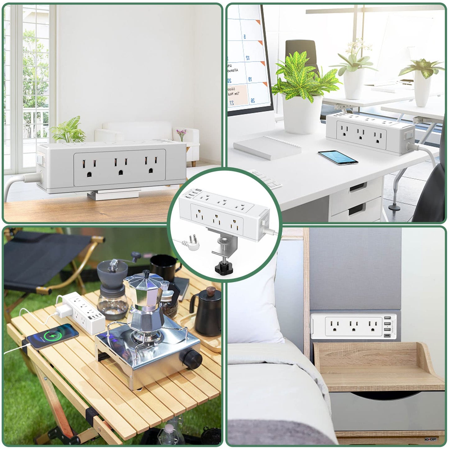 Desk Clamp Power Strip with 9 AC Outlets and 4 USB Ports product photo 7