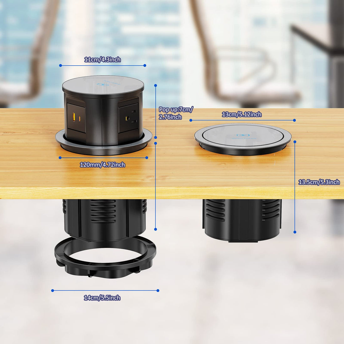 Retractable Pop Up Outlet with 18W Wireless Charging product photo