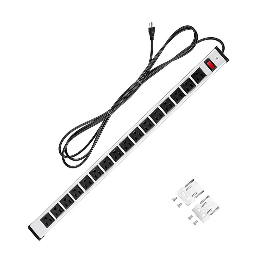 Heavy-duty workbench power strip for task-lighting power planning