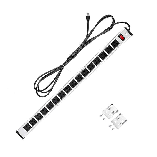 Heavy-duty workbench power strip for task-lighting power planning