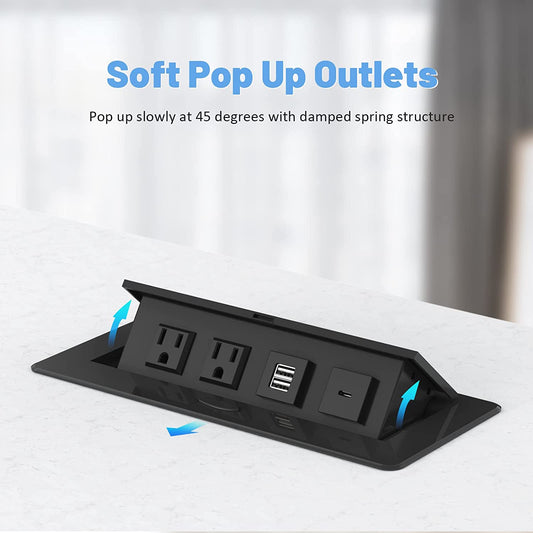Pop Up Power Strip with 2 AC Outlets and USB-C product photo