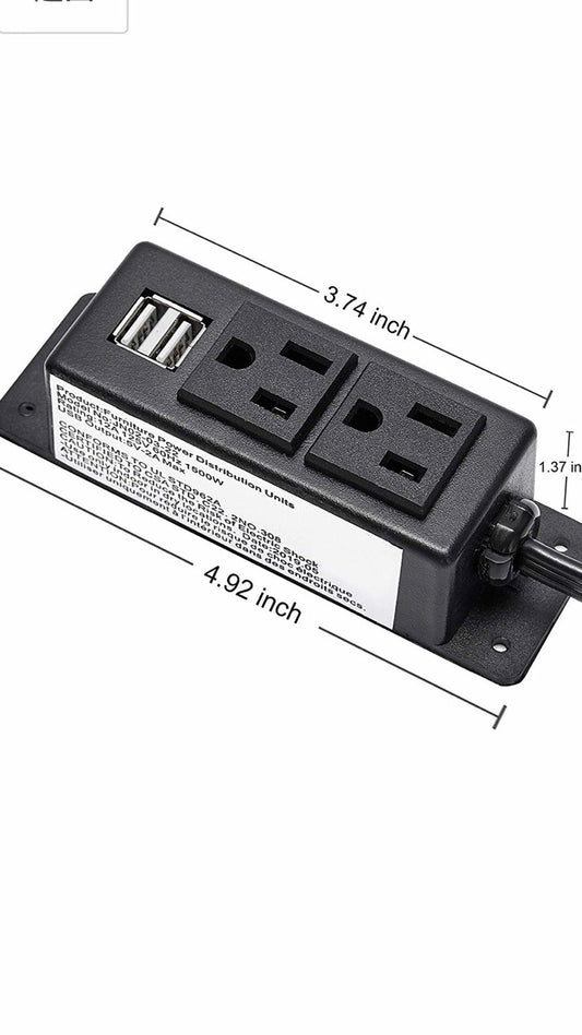 Flat plug desk power grommet for under-desk cable routing