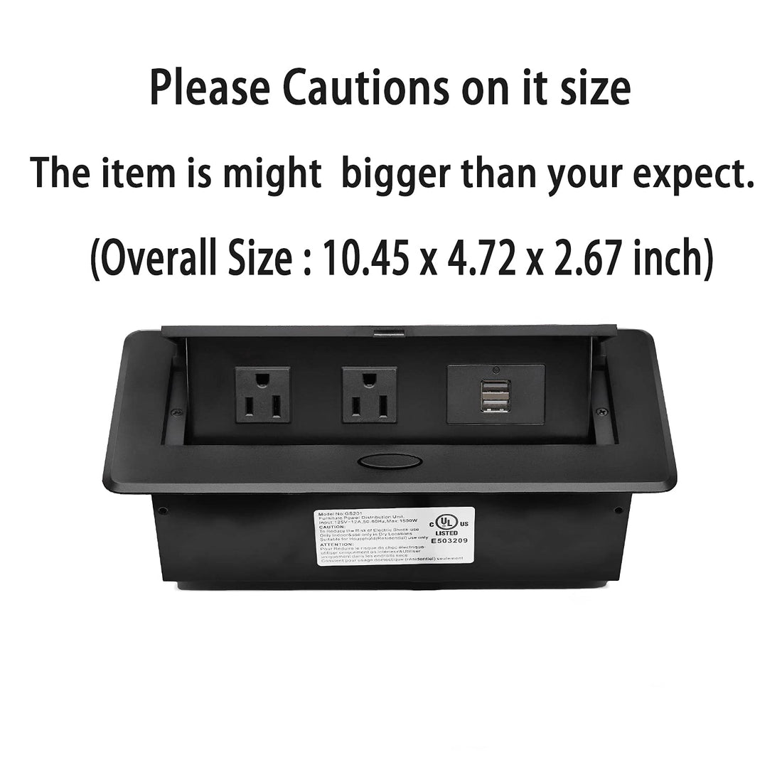 Pop Up Power Cover Box Desktop Socket with Dual USB Charging Ports