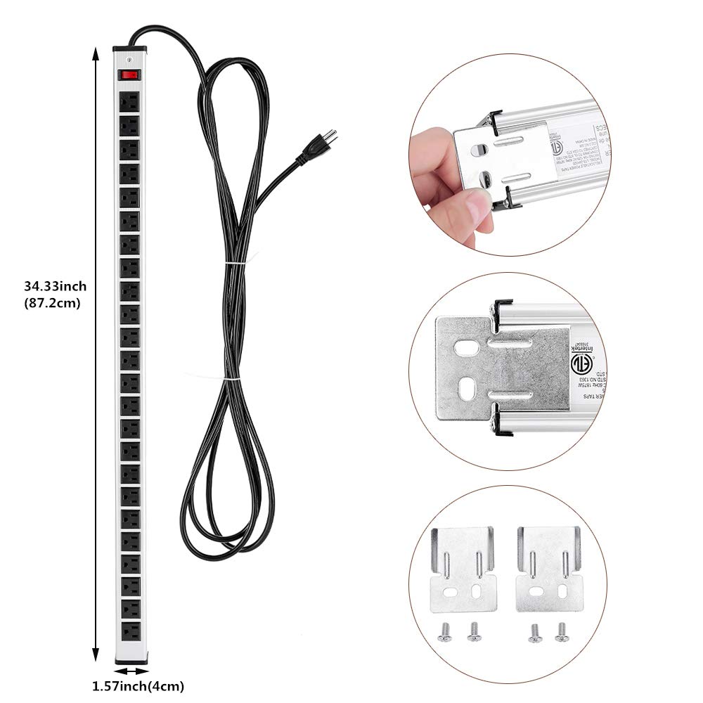 Multi-outlet power strip for planning power access across a workbench