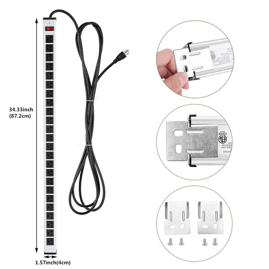 Multi-outlet power strip for planning power access across a workbench