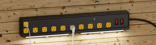 A review of the "10-Outlet Heavy Duty Power Strip with LED Work Light."