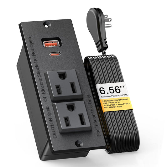 Recessed desk outlet with USB-C and USB-A for workspace planning