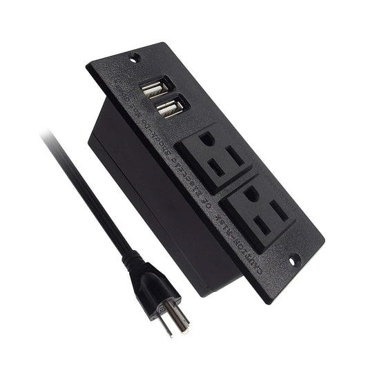 Recessed power outlet for planning cabinet power access