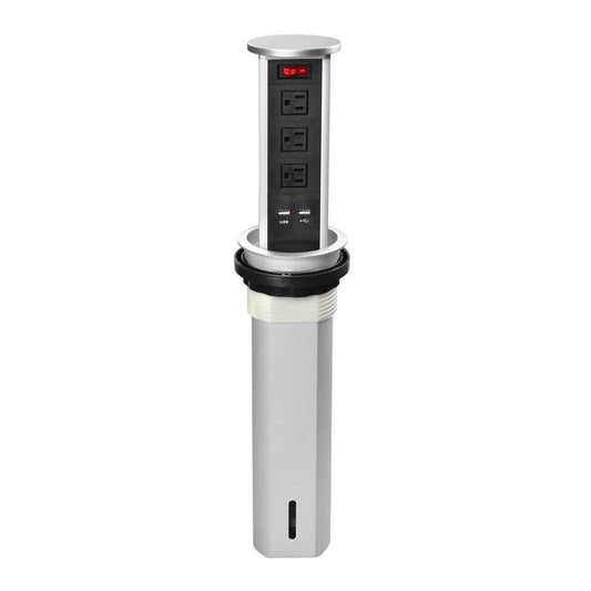 Pop up Power Socket Outlet 3 US Plug and 2 USB Ports