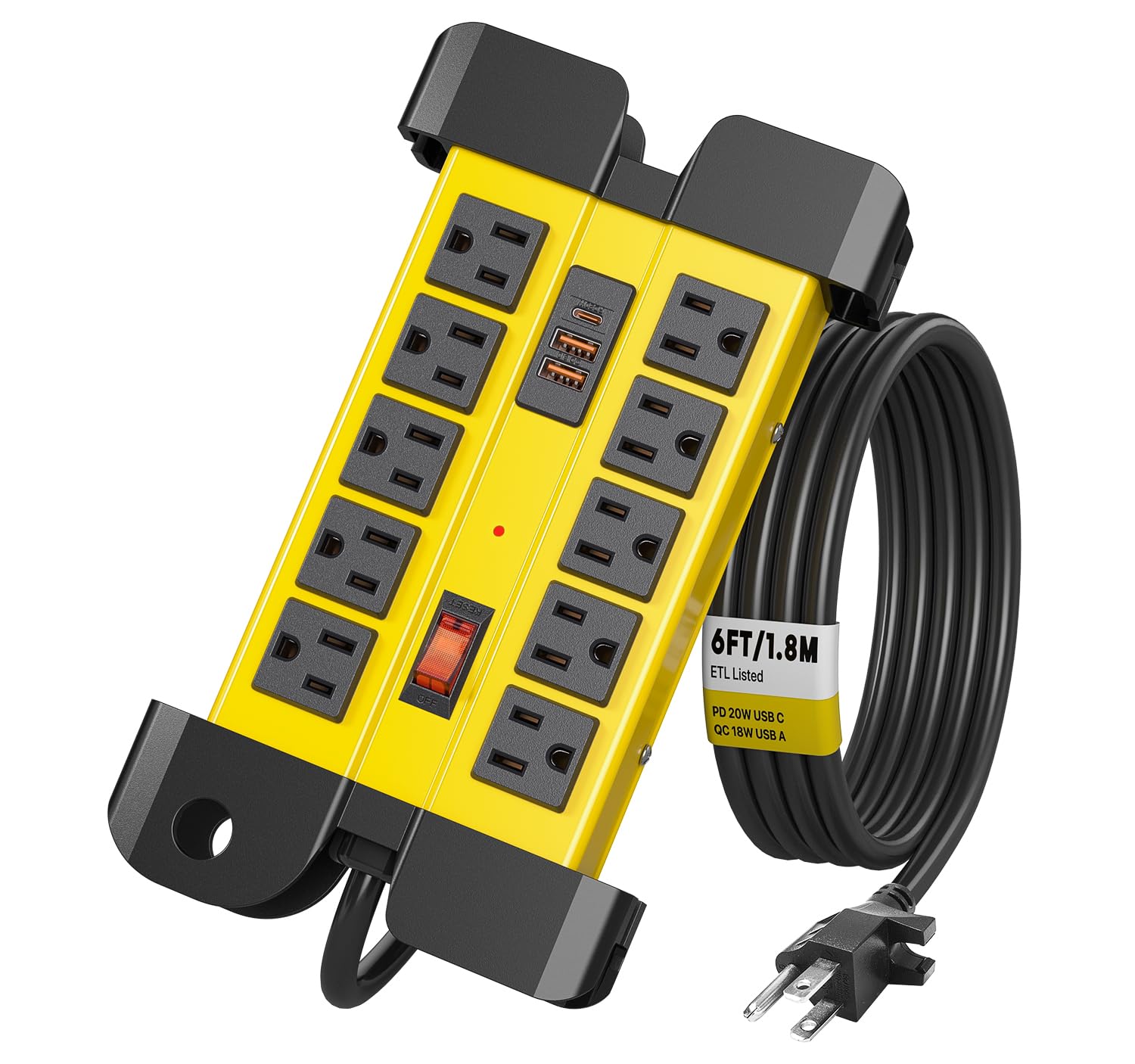 Heavy duty workbench power strip with USB-C