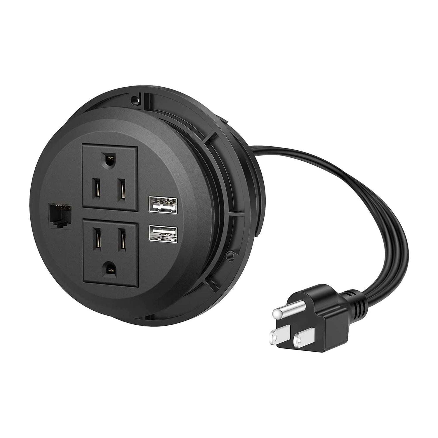 Conference table power outlet with USB and network port