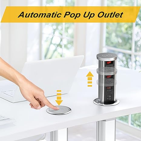 Automatic Pop Up Outlet for Countertop with USB C PD 20W