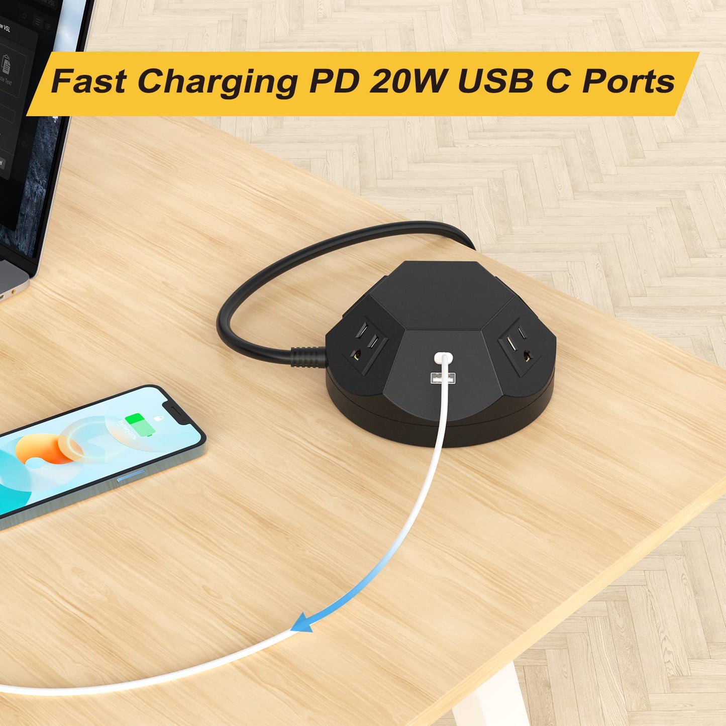 Power Strip Tower with PD 20W USB C Ports