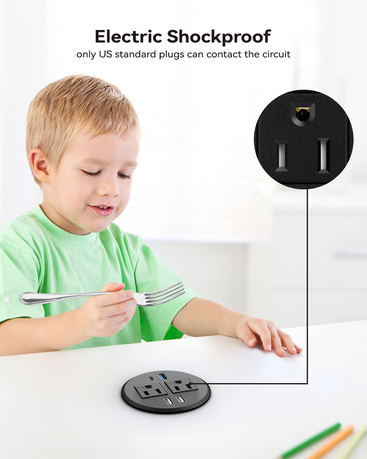 Desktop Power Grommet with PD 20 W USB C