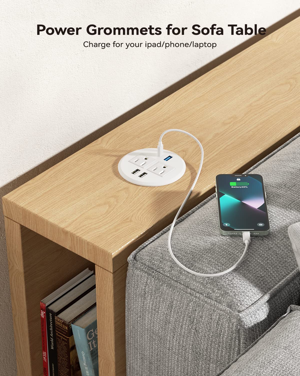 Desktop Power Grommet with PD 20 W USB C