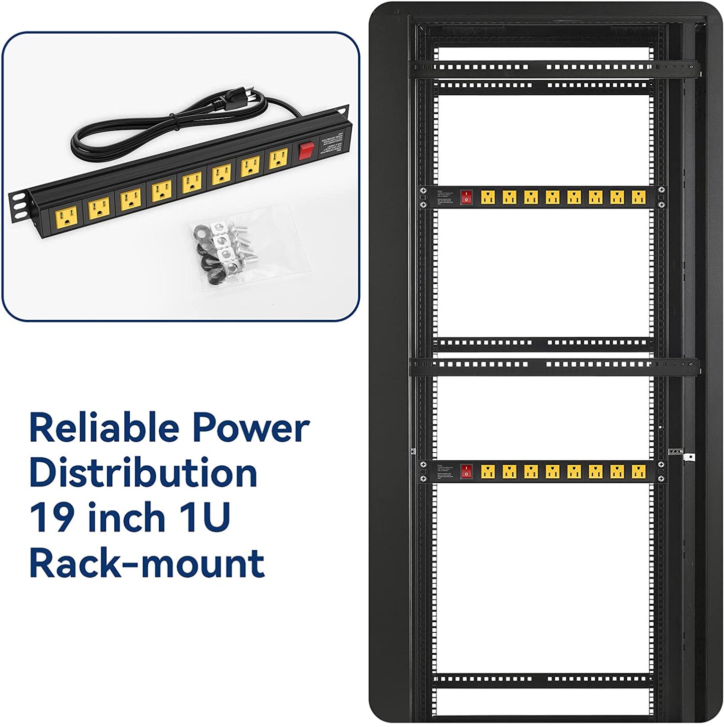 8 Outlets U Rack Mount PDU Power Strip Surge Protector