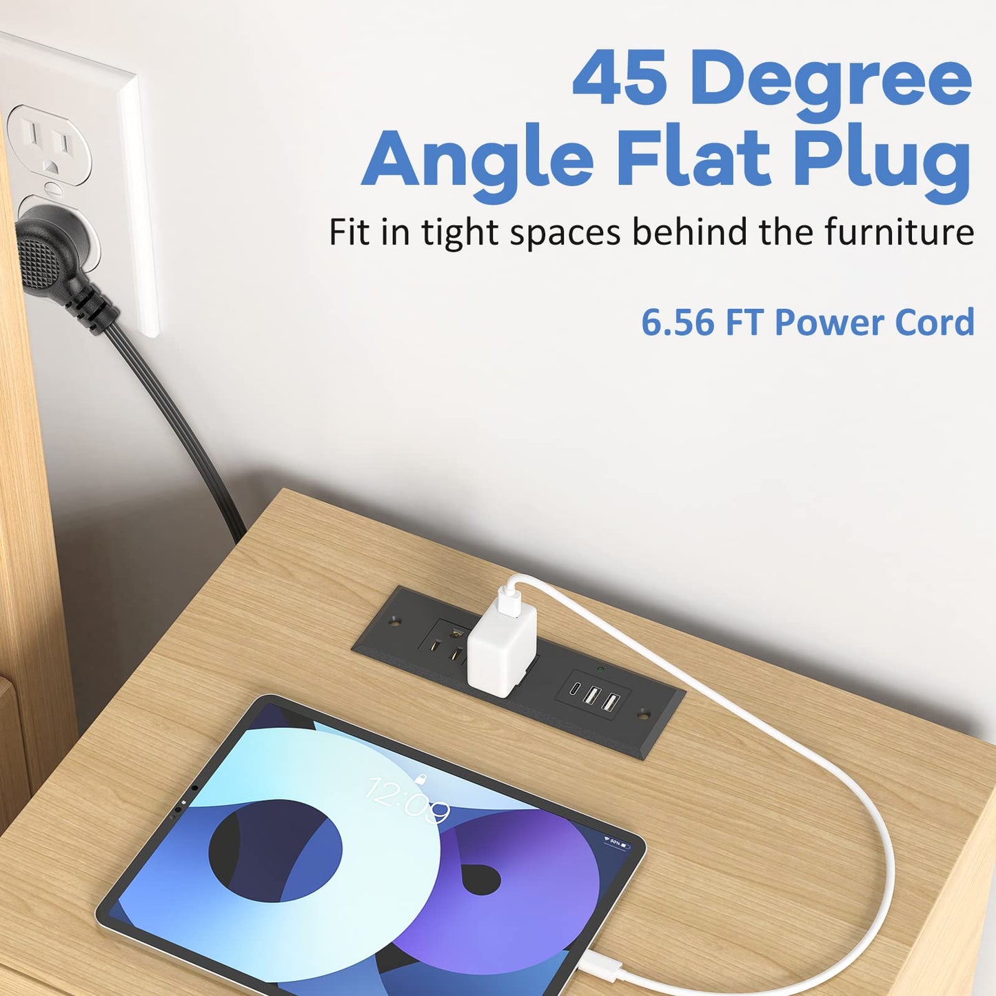 Recessed Power Strip Desk Outlet with USB-C Ports