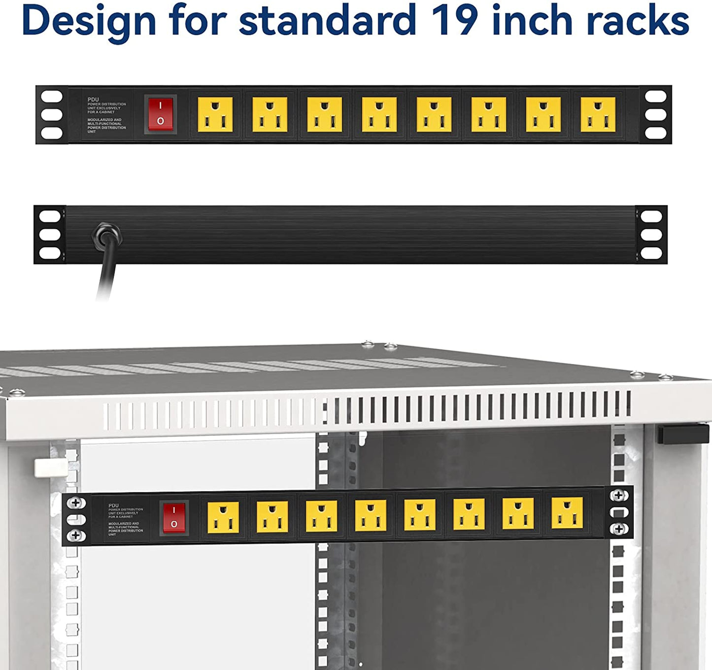 8 Outlets U Rack Mount PDU Power Strip Surge Protector