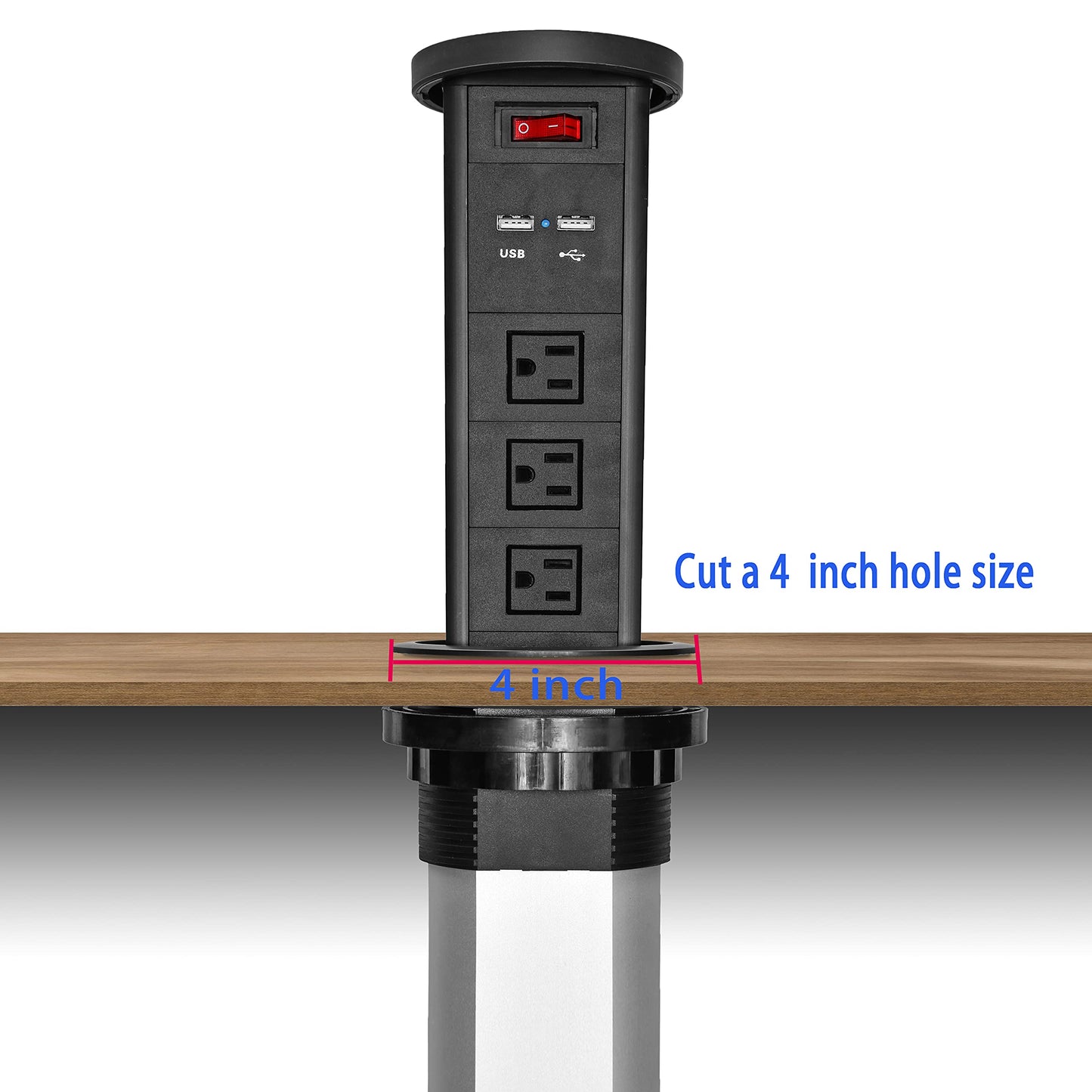 Automatic Raising Type Recessed Outlet with 2 USB